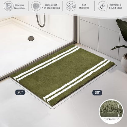 PURRUGS Bathroom Rug, Bath Mat, 20" x 30", Olive Green - color: Olive Green, size: 20" X 30"