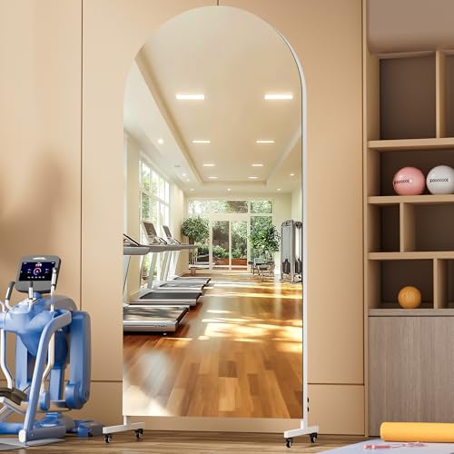 Hasipu 79" x 36" Arched Full Length Mirror on Wheels - size: 79"L x 36"W