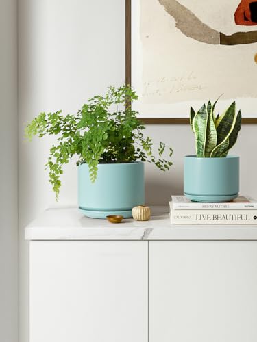 LE TAUCI Ceramic Pots for Plants, 4.3+5.3+6.8 Inch, Set of 3, Turquoise - color: Turquoise, size: 4.3"+5.3"+6.8"