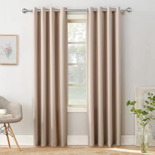 KAMANINA Curtain Rods for Windows 48 to 84 Inches, Antique Silver Curtain Pole 32 to 86 Inches (2.6-7.1ft), 7/8 Inch Decorative Drapery Rods with Round Finials - color: Antique Silver, size: 48-84"