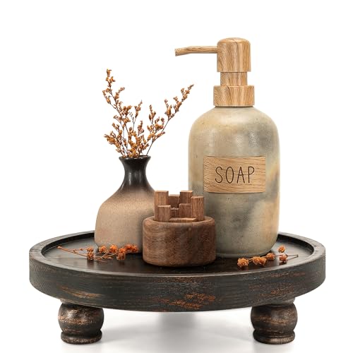 EOSAHR Display Riser: Pedestal Stand for Kitchen Decor, Distressed Black - color: Distressed Black