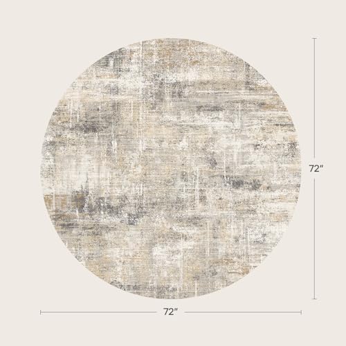 6ft Area Rug for Living Room, Abstract Washable Non-Slip Large Rugs, Gold - color: Grey/Gold, size: 6' (Round)