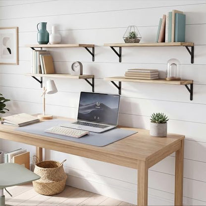 YGEOMER 23.6 in Floating Shelves for Wall, Light Carbonized Brown, Set of 4 - color: Light Carbonized Brown, size: 23.6 inches