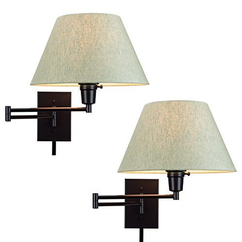 Kira Home Cambridge 15" Modern Swing Arm Wall Sconce + 3-Way Switch, 2-Pack - color: Black,Latte Mocha Shade,2-Pack