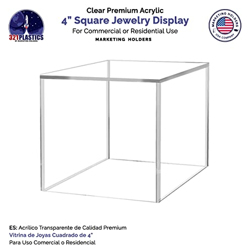 Baseball Display Box Clear Acrylic Cube 4" Square Memorabilia Showcase Dust Cover Ball Protector No Base 1 Side Open No Assembly by Marketing Holders - size: 4" Cube-Clear