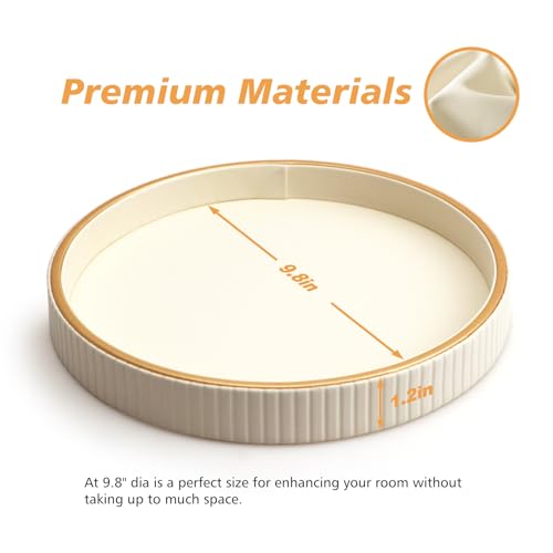 SANZIE Leather Tray Desktop Storage Organizer, Round Valet Tray, White - color: White Disc