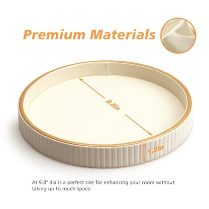 SANZIE Leather Tray Desktop Storage Organizer, Round Valet Tray, White - color: White Disc