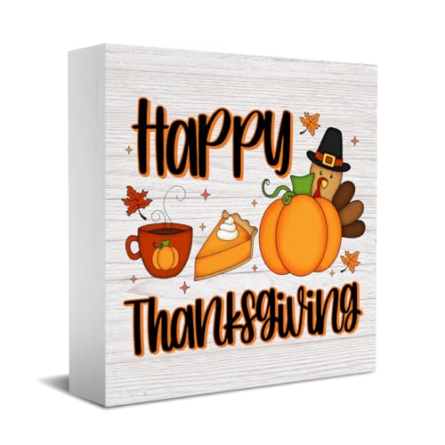 Thanksgiving Decorations Home Farmhouse Decor, Fall Autumn Harvest Pumpkin Retro Wooden Box Sign Kitchen Living Room Office Decor Desk Table Shelf Accessories, Thank You Gifts - color: White 528