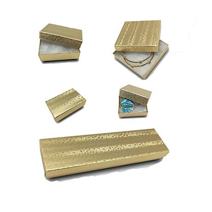 TheDisplayGuys 100 Cardboard Jewelry Gift Boxes with Inserts - Gold Foil - size: 100 Pack