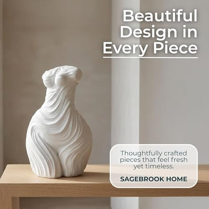 Modern Freeform Resin Sculpture Accent for Living Room Decor, 16", White