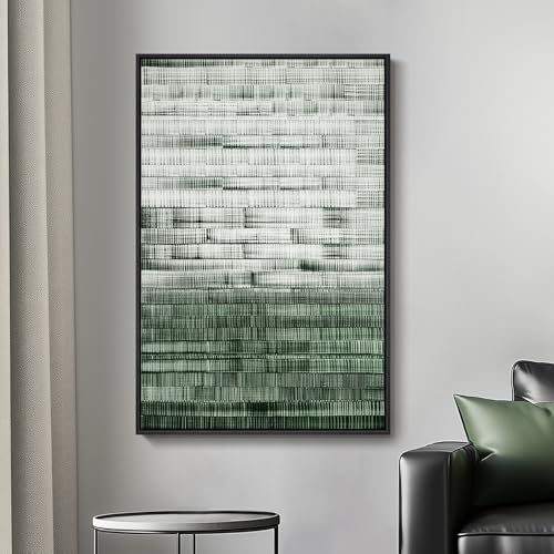 Framed Dark Sage Green Modern Abstract Wall Art, 1 Piece 24x36 In - color: Green White A