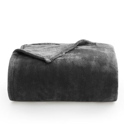 Elegant Throw Blanket for Couch & Sofa, All-Season Lightweight Fleece Blanket, Luxury Soft Cozy Fuzzy Throw for Her Him, Dark Grey, 50 x 56 Inches