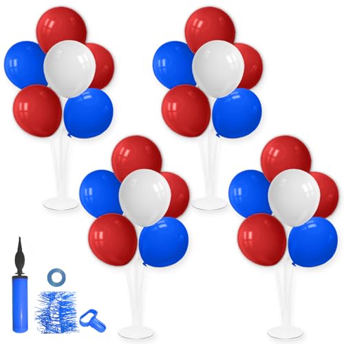 ZJDHPTY 4Set Red White and Blue Balloon Stand Patriotic Decorations - color: Red Blue White 4
