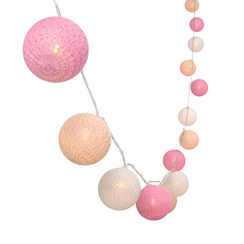 Gardeningwill 3M/10Ft 30 Pink White Ball LED Xmas Wedding Battery Operated String Fairy Light - color: Pink White