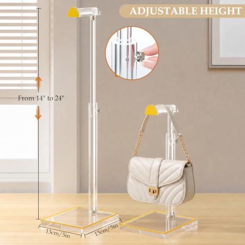Acrylic Purse Display Stand, Adjustable Handbag Holder for Table & Closet