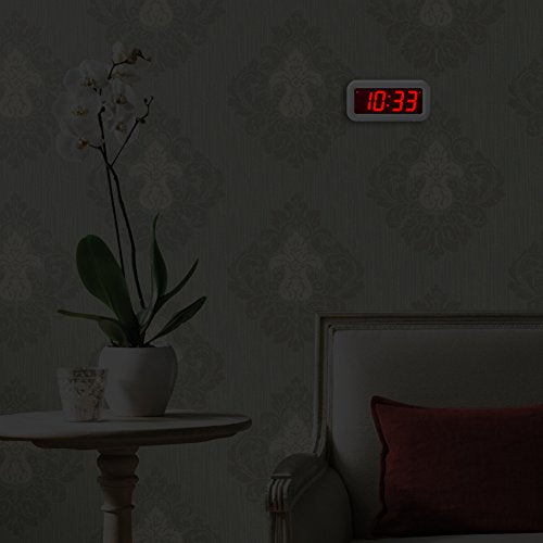 Digital Alarm Clock Battery Operated with LED Display for Bedrooms, Long Battery Life for 12 Months, 3 Brightness Adjustable, 12/24 Hour, Snooze, White Case with Red Digits - color: White-red