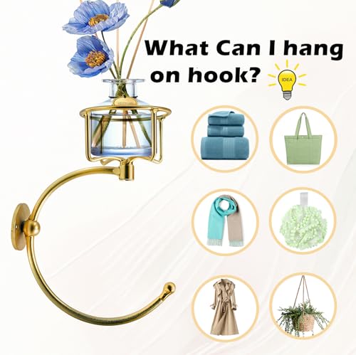 Gold Hand Towel Holder for Bathroom Wall, Towel Hook with Wall Candle Holder,Elegent Towel Ring Rose Gold, Sturdy Towel Rack Wall Mounted Hanger for Bathroom - color: Gold