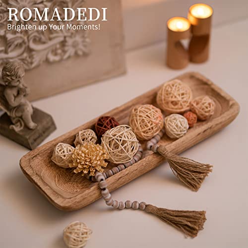Romadedi Paulownia Wood Dough Bowl for Decor, Candle Tray 16 in Long