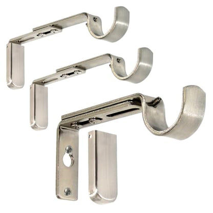 Adjustable Curtain Rod Brackets for Wall 3 Pack, Heavy Duty, Brushed Nickel - color: Brushed Nickel - Set of 3