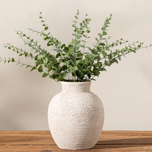 Vanselia Ceramic Flower Vase Home Decor - Small Farmhouse Table Vases Rustic Vintage Living Room Kitchen Bedroom Decorations for House Book Shelf Office Coffee Desk Dining Fireplace (6.3" Rustic) - color: Rustic-6.3" Xs
