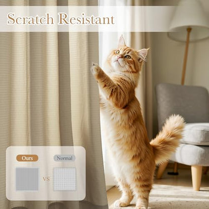 NICETOWN Semi Sheer Curtains 84 Inch Length 2 Panels for Living Room - color: Khaki, size: 52"W x 84"L (Pack of 2)