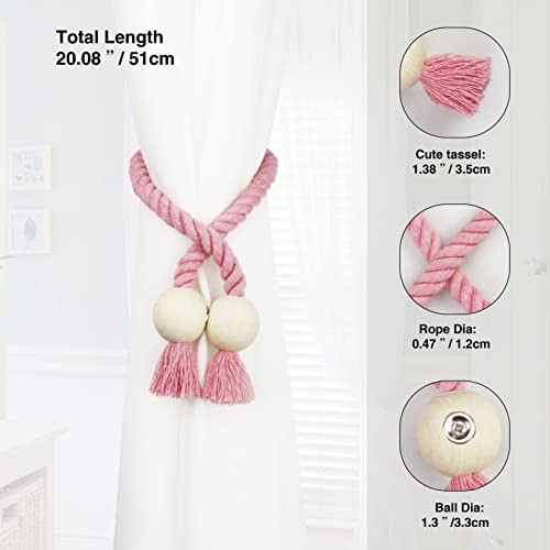Magnetic Curtain Tiebacks Decorative Tie Back Drapes Holdbacks Nieffeiy - color: Pink