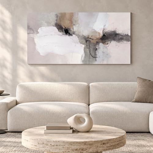 Enartly Neutral Abstract Line Canvas Wall Art for Living Room 40" x20 - color: White Line Abstract, size: 40"L x 20"W