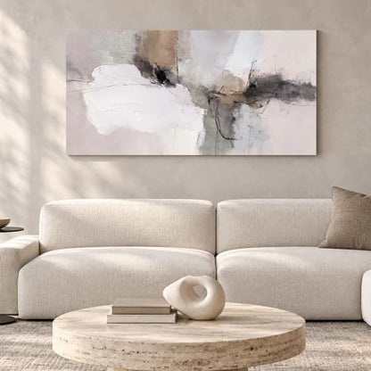 Enartly Neutral Abstract Line Canvas Wall Art for Living Room 40" x20 - color: White Line Abstract, size: 40"L x 20"W