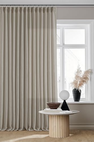 Burlywood Birch Pinch Pleated Thick Linen Curtains 112 Inches Long - color: Burlywood Birch, size: 40"W x 112"L (Pack of 2)