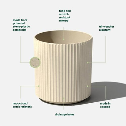 Veradek Demi Series Planter - Large Round Outdoor Planter - color: Sand, size: 16 inch - 2 Pack