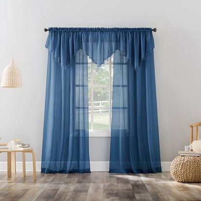 No. 918 Erica Crushed Sheer Voile Rod Pocket Curtain Panel, 51" x 84", Blue - color: Blue, size: 51"W x 84"L (Pack of 1)