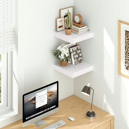 Vivelove White Floating Shelves 12 X 12 Inches, Set of 2 - color: White, size: 12”wx12”dx1.5”h