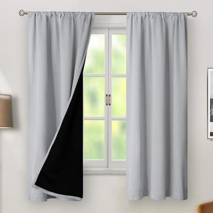 BGment Thermal Insulated 100% Blackout Curtains for Bedroom, Light Grey - color: Light Grey, size: 38"W x 63"L (Pack of 2)