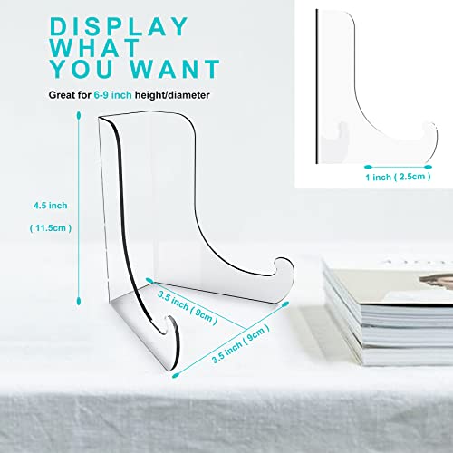 Boloyo Flat Back Acrylic Plate Display Stand , 4.5 Inch 5PC Clear Acrylic Display Holder Easel Base for Home Office Kitchen School Art Display - color: Flat Back, size: 4.5 inch(5PC)