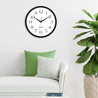 HIPPIH 10 Inch Wall Clock, 2Pack Silent Non Ticking Battery Operated Clocks - color: With Red Second Hand, size: 10 inches