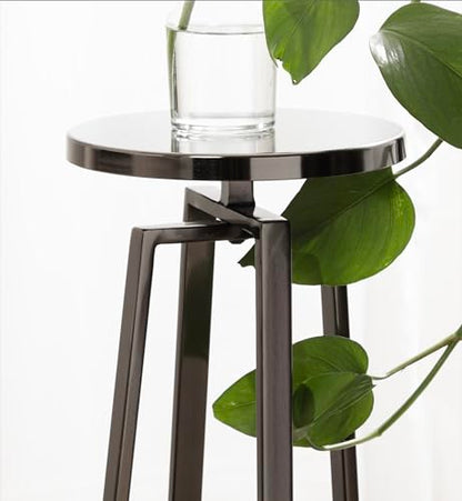 Kate and Laurel Zia Modern Metal Round Drink Table, 9 x 9 x 23, Gray Gunmetal, Contemporary Decorative Circle Pedestal Table for Living Room Display and Storage