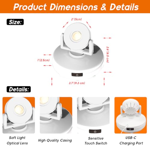 Wireless LED Spotlight Indoor, Rechargeable Uplighting with Remote Dimmable, Tree Spotlight Battery Powered Ceiling for Artwork Picture Painting Plant, 2Pack - color: White