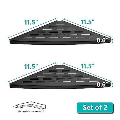 Qeke 2 Pack Corner Shower Shelf Black, 11.5" Recessed Tile Shower Shelf - color: Matte Black