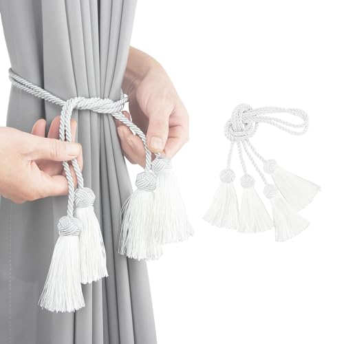 Elegant Tassel Curtain Tiebacks Rope Curtain Tie Backs for Windows Porlau - color: White