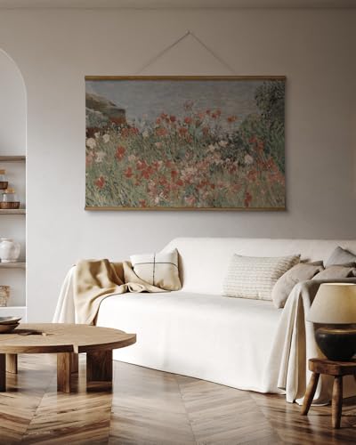 ARPEOTCY Extra Large Framed Wall Art, Seaside Wildflower Prints, 36x54In - color: Beachside Poppies