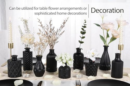 TBWIND 12 Pcs Black Glass Bud Vase Set, Small Vases for Flowers - color: Black-12pcs, size: 12Pcs