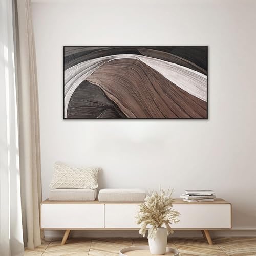Framed Brown Abstract Canvas Wall Art For Living Room 24 X 48 - color: SaddleBrown black, size: 48"L x 24"W