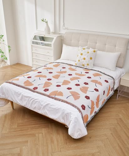 Erke Boho Throw Blanket Cushion Cover Sheet Blanket Chair Recliner Cover Rug Hanging Tapestry Furniture Slipcover (Ginkgo Leaf, 50" X 70") - color: Ginkgo Leaf