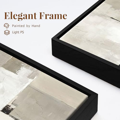 SAFERRYHOME Neutral Abstract Beige,Gray and Black Wall Art Set of 2,24"x36" - color: Neutral, size: 24" x 36" x 2 Panel Framed