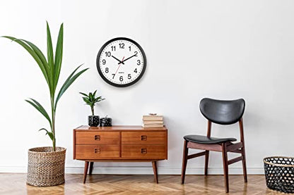 Bernhard Products Black Wall Clock Silent Non Ticking - XL 18 Inch Quality Quartz Battery Operated Round Easy to Read Home/Office/Classroom/School Clock - size: 18 Inch