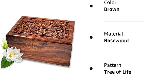 Wooden Urn - HandcraftedRosewood Cremation urns - Beautiful urns for Human Ashes Adult Male and Female- Casket and Decorative Urns Wooden Box (XX-Large) - size: Large-1