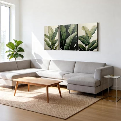 Doqueodas 3Pcs Tropical Leaf Canvas Wall Art16 x 24 inch Framed - color: Banana leaf plants Framed, size: 24"Lx 16"W