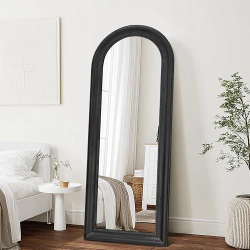 58x22 Solid Wood Arched Full Length Mirror, Elegant Black Finish - color: Black-ar Frame, size: 57.9"L x 21.9"W
