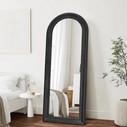 58x22 Solid Wood Arched Full Length Mirror, Elegant Black Finish - color: Black-ar Frame, size: 57.9"L x 21.9"W
