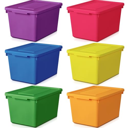 Potchen 6 Pack Small Stackable Storage Bins with Lids, Colorful - color: Colorful